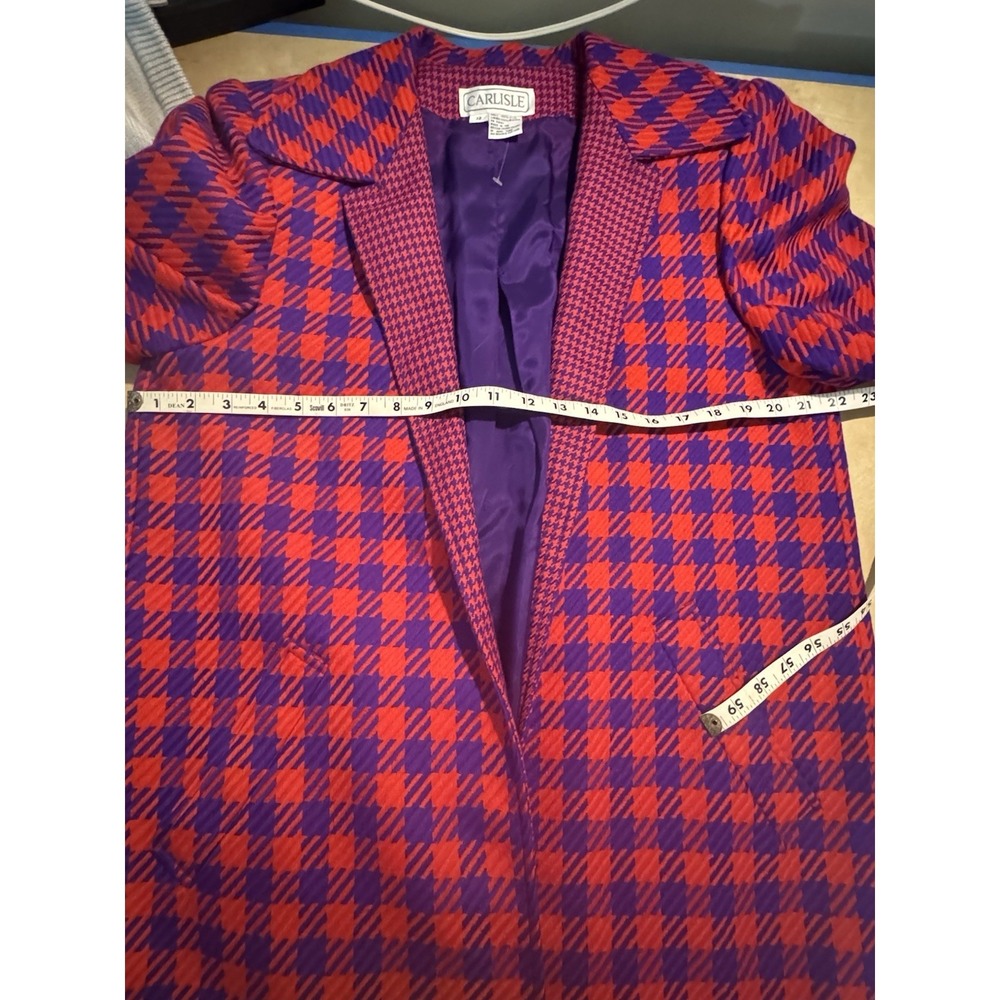 3 Piece Carlisle Suit Wool Blazer Skirt And Scarf Size 14 Red And Purple - Picture 8 of 12